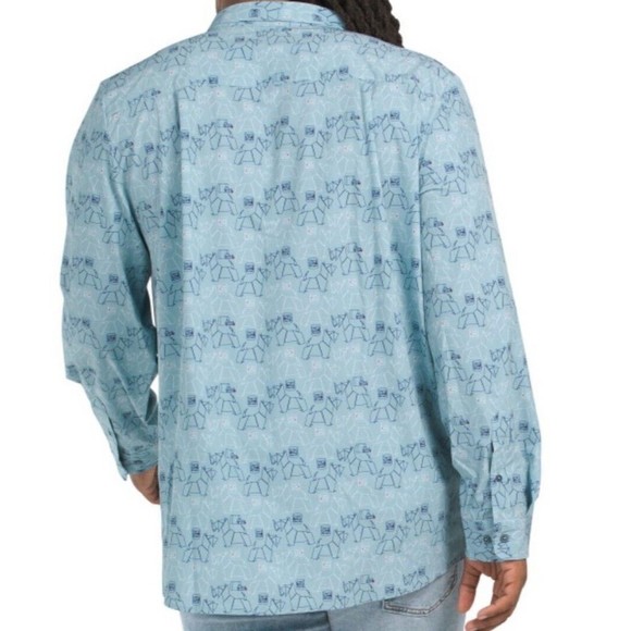 William Murray Scotch Blend Button Down Shirt Carolina Blue Scottie Size L NWT - Picture 14 of 15